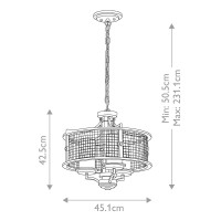 Żyrandol Ahrendale - 3 źródła światła - Antyczne żelazo