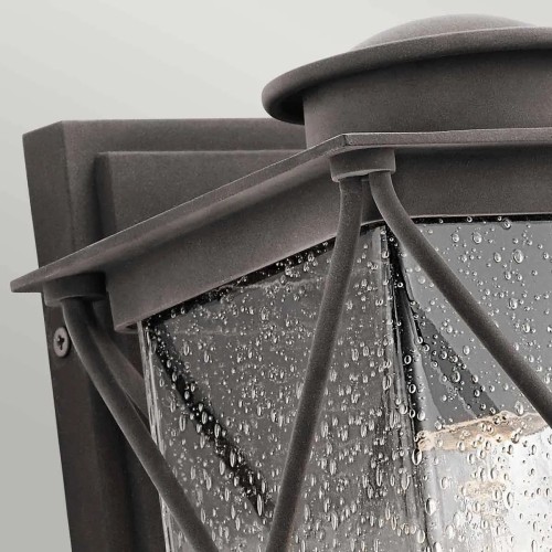 Mała latarnia naścienna Argyle - 1 źródło światła - Postarzany cynk