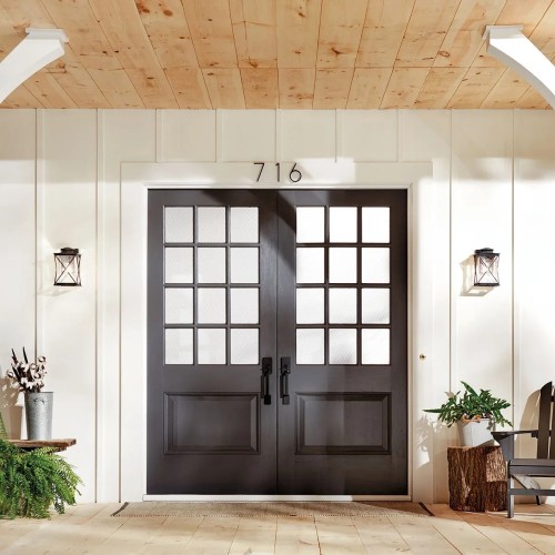 Mała latarnia naścienna Argyle - 1 źródło światła - Postarzany cynk