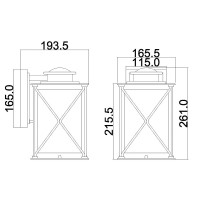Mała latarnia naścienna Argyle - 1 źródło światła - Postarzany cynk