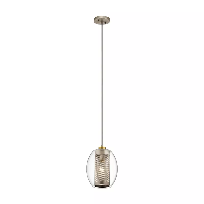 Mała lampa wisząca Asher II - 1 źródło światła - Antyczny pewter
