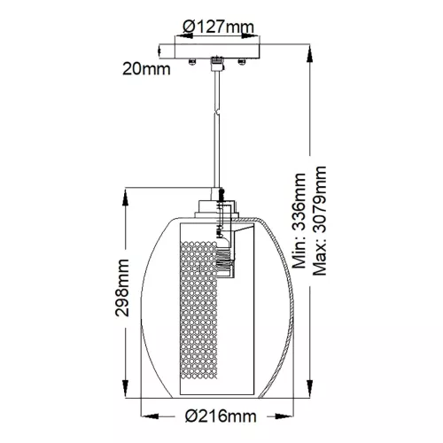 Mała lampa wisząca Asher II - 1 źródło światła - Antyczny pewter