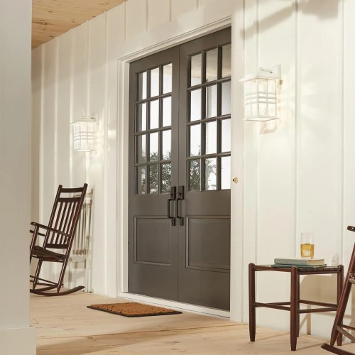 Mała latarnia naścienna Beacon Square - 1 źródło światła - Biały