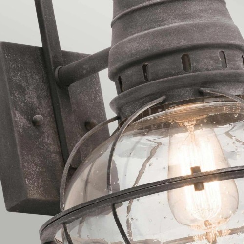 Duża latarnia naścienna Bridge Point - 1 źródło światła - Postarzany cynk