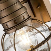 Mała latarnia naścienna Bridge Point - 1 źródło światła - Naturalny mosiądz