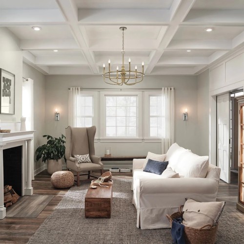 Żyrandol Capitol Hill - 6 źródeł światła - Naturalny mosiądz