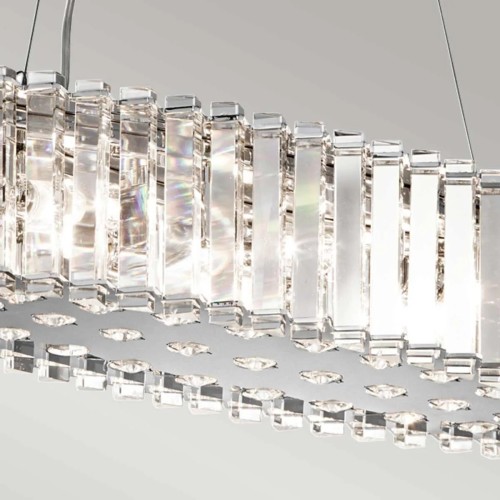 Lampa wyspowa Crystal Skye - 8 źródeł światła - Chrom