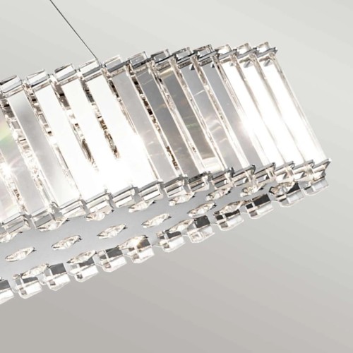 Lampa wyspowa Crystal Skye - 8 źródeł światła - Chrom