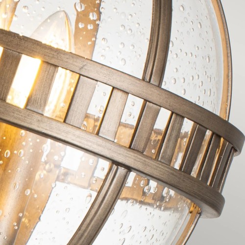 Średnia latarnia cokołowa Halleron - 3 źródła światła - Oksydowany brąz