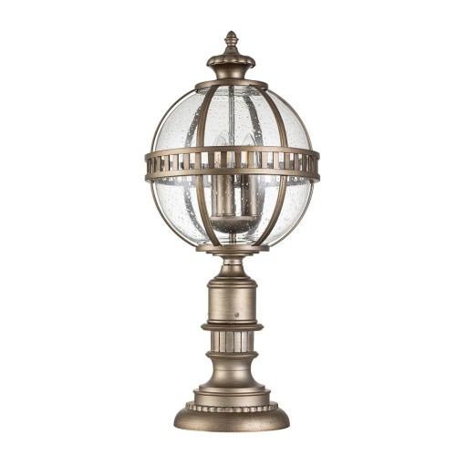 Średnia latarnia cokołowa Halleron - 3 źródła światła - Oksydowany brąz