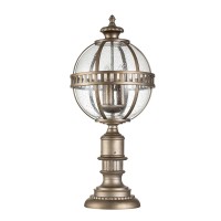 Średnia latarnia cokołowa Halleron - 3 źródła światła - Oksydowany brąz