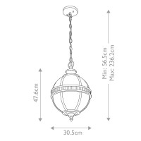 Średnia latarnia wisząca Halleron - 3 źródła światła - Oksydowany brąz