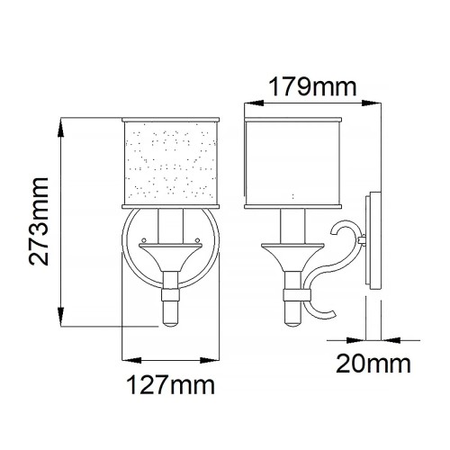 Kinkiet Lacey - 1 źródło światła - Antyczny pewter