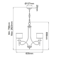 Żyrandol Lacey - 5 źródeł światła - Antyczny pewter