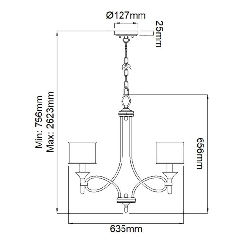 Żyrandol Lacey - 5 źródeł światła - Brązowy