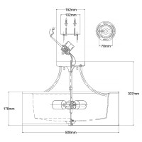 Półplafon Lacey - 4 źródła światła - Antyczny pewter