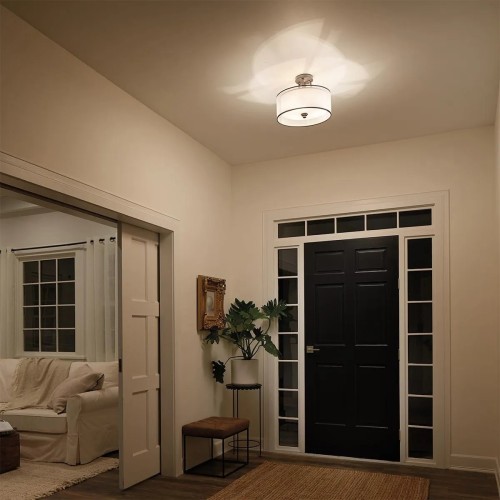 Mały półplafon Lacey - 3 źródła światła - Brązowy