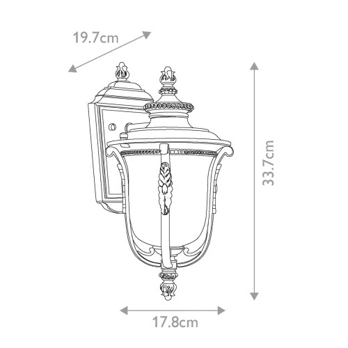 Mała latarnia naścienna Luverne - 1 źródło światła - Ciemnobrązowy