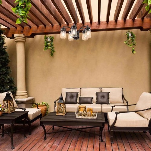 Żyrandol Lyndon - 5 źródeł światła - Architektoniczny brąz