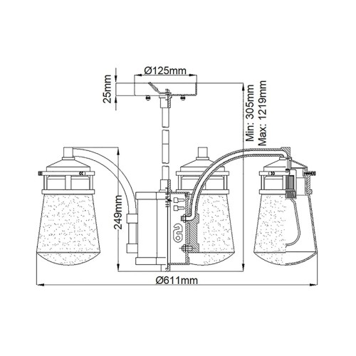 Żyrandol Lyndon - 5 źródeł światła - Architektoniczny brąz