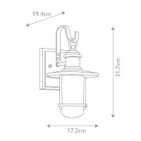 Mała latarnia naścienna Riverwood - 1 źródło światła - Postarzany cynk