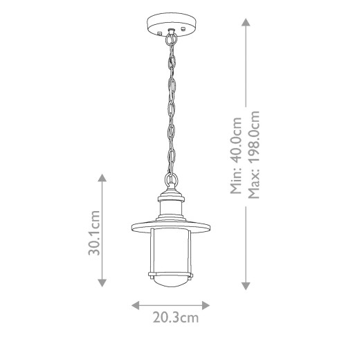 Latarnia wisząca Riverwood - 1 źródło światła - Postarzany cynk