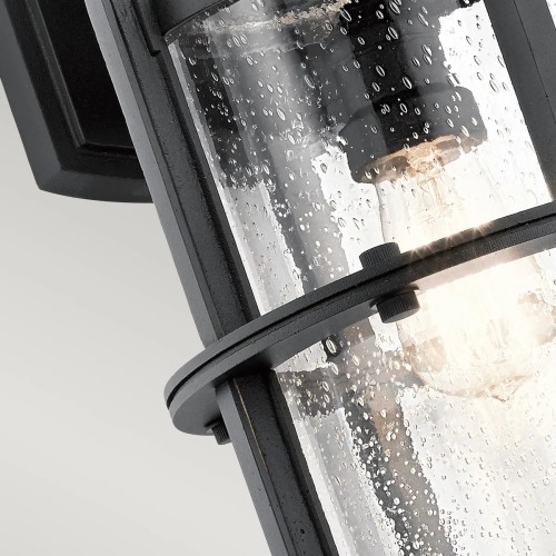 Duża latarnia naścienna Suri - 1 źródło światła - Teksturowana czerń