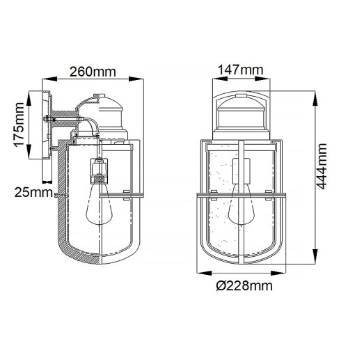 Duża latarnia naścienna Suri - 1 źródło światła - Teksturowana czerń