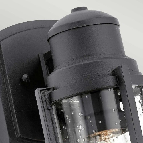 Mała latarnia naścienna Suri - 1 źródło światła - Teksturowana czerń