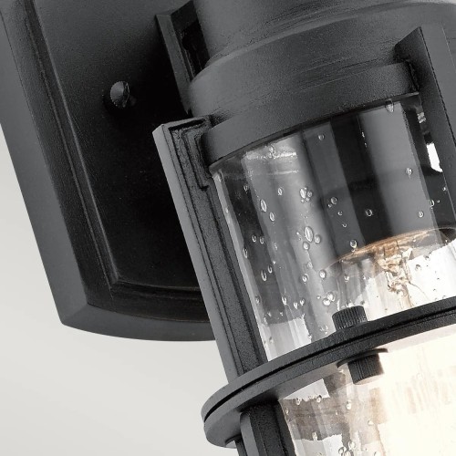 Mała latarnia naścienna Suri - 1 źródło światła - Teksturowana czerń