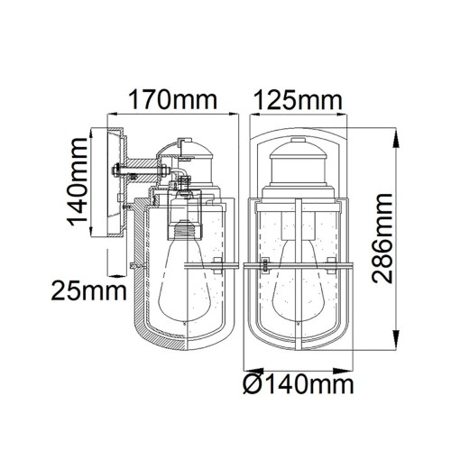 Mała latarnia naścienna Suri - 1 źródło światła - Teksturowana czerń