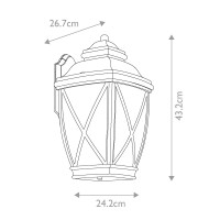 Duża latarnia naścienna Tangier - 1 źródło światła - Postarzany brąz