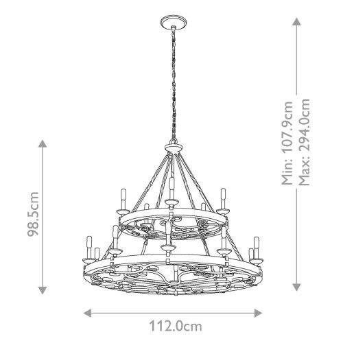 Żyrandol Taulbee - 15 źródeł światła - Postarzany cynk