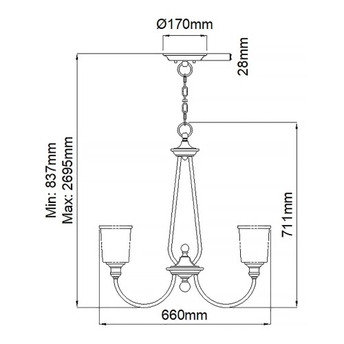 Żyrandol Waverly - 5 źródeł światła - Naturalny mosiądz