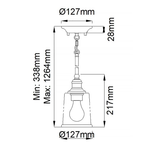 Mała lampa wisząca Waverly - 1 źródło światła - Pewter