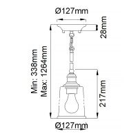 Mała lampa wisząca Waverly - 1 źródło światła - Pewter