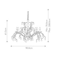Żyrandol Lily - 8 źródeł światła - Brązowa patyna