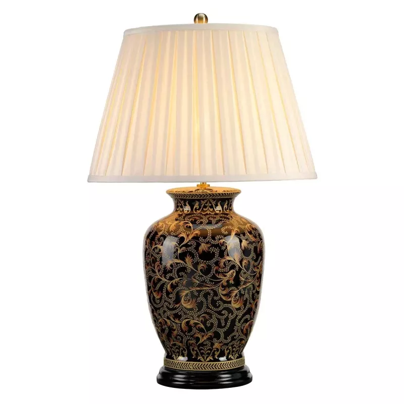 Duża lampa stołowa Morris - 1 źródło światła - Czarny, złoty