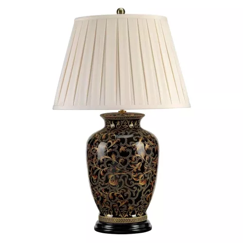 Duża lampa stołowa Morris - 1 źródło światła - Czarny, złoty