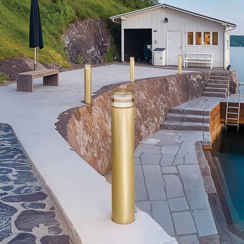 Słupek ogrodowy Newbrighton - 1 źródło światła - Szczotkowany mosiądz