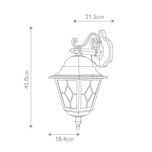 Latarnia naścienna Norfolk NR2 - 1 źródło światła - Czarny