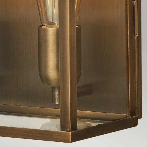 Duża latarnia naścienna Old Bailey - 2 źródła światła - Postarzany mosiądz