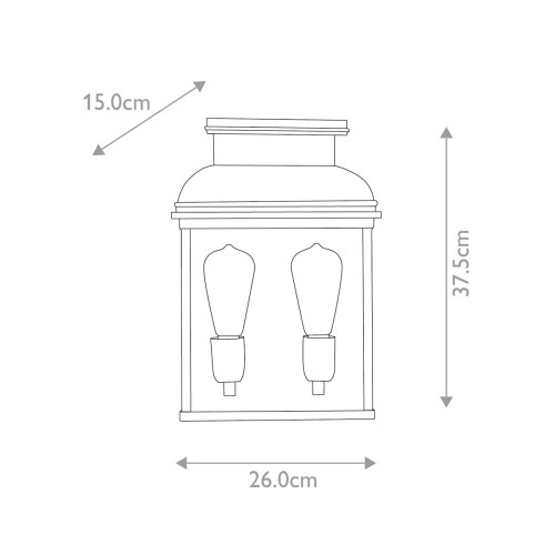 Duża latarnia naścienna Old Bailey - 2 źródła światła - Postarzany mosiądz