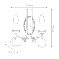 Kinkiet Olivia - 2 źródła światła - Czarny, złota patyna