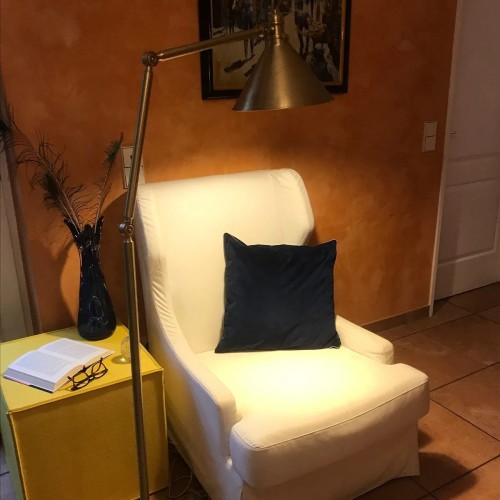 Lampa podłogowa Provence - 1 źródło światła - Postarzany mosiądz