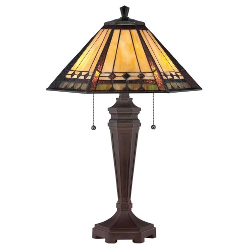 Lampa stołowa Arden - 2 źródła światła - Brązowa patyna