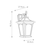 Duża latarnia naścienna Bedford - 1 źródło światła - Czarny