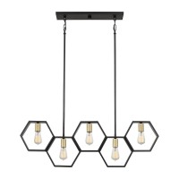 Lampa wyspowa Bismarck - 5 źródeł światła - Czarny