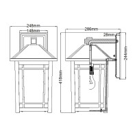 Duża latarnia naścienna Cedar Point - 1 źródło światła - Czarny