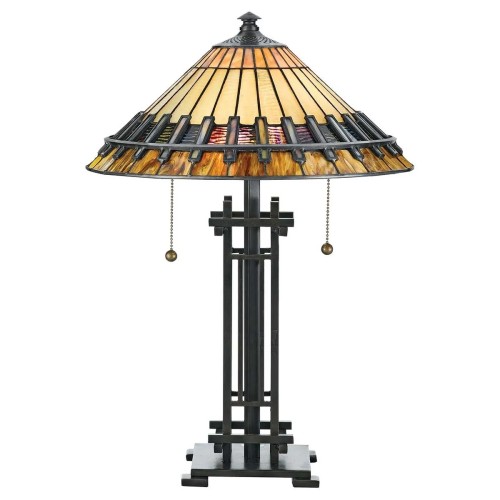 Lampa stołowa Chastain - 2 źródła światła - Vintage brąz
